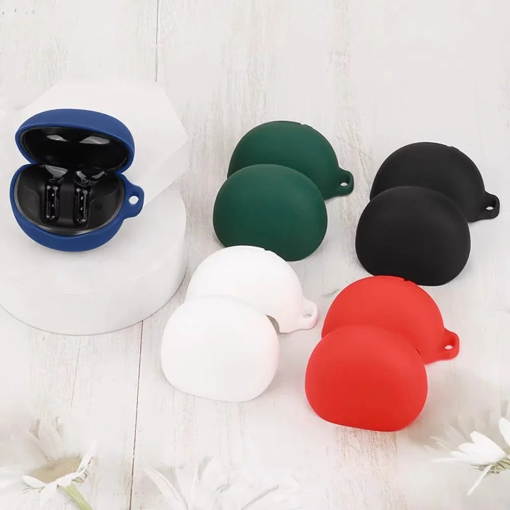 For QCY AilyBuds Clear Bluetooth-compatible Earphones Case with Anti Lost Buckle Silicone Protective Cover - Dark Blue - 7