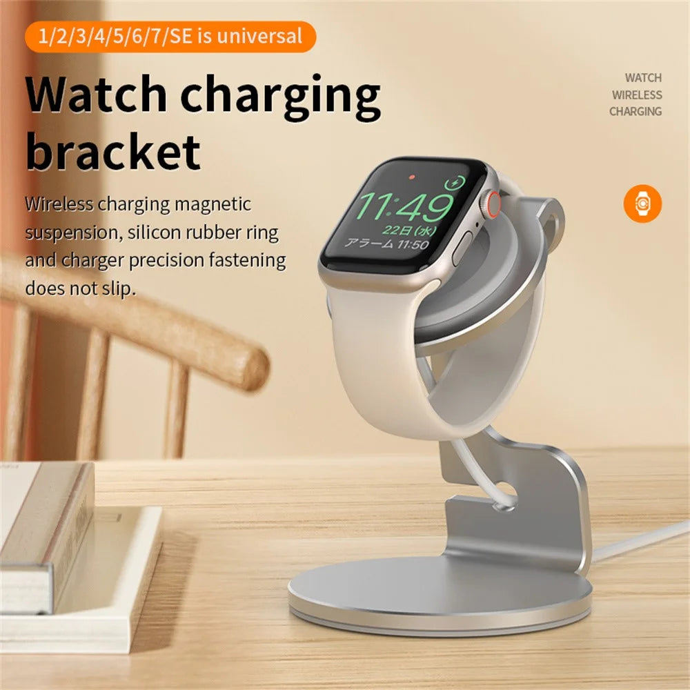 For Apple Watch Wireless Charging Bracket Aluminum Alloy Charger Dock Stand - Black - 2