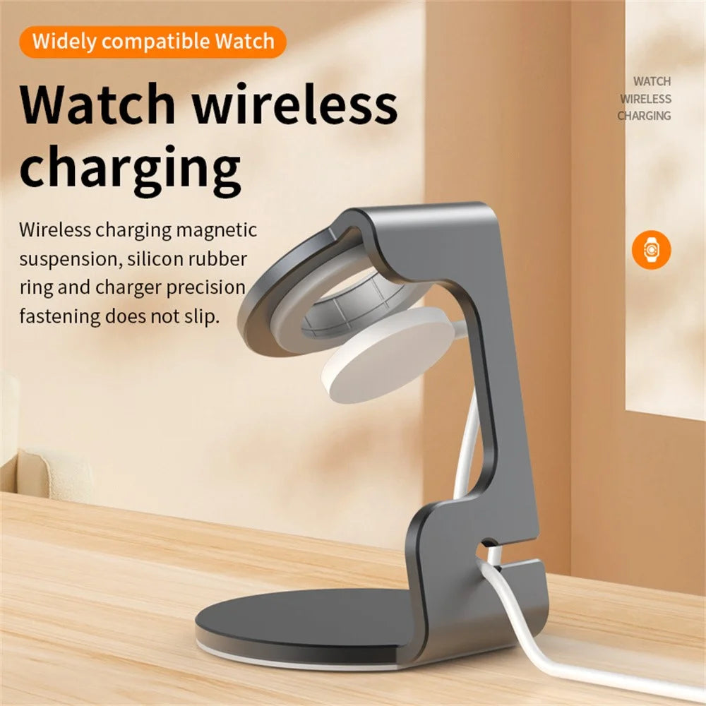 For Apple Watch Wireless Charging Bracket Aluminum Alloy Charger Dock Stand - Black - 3
