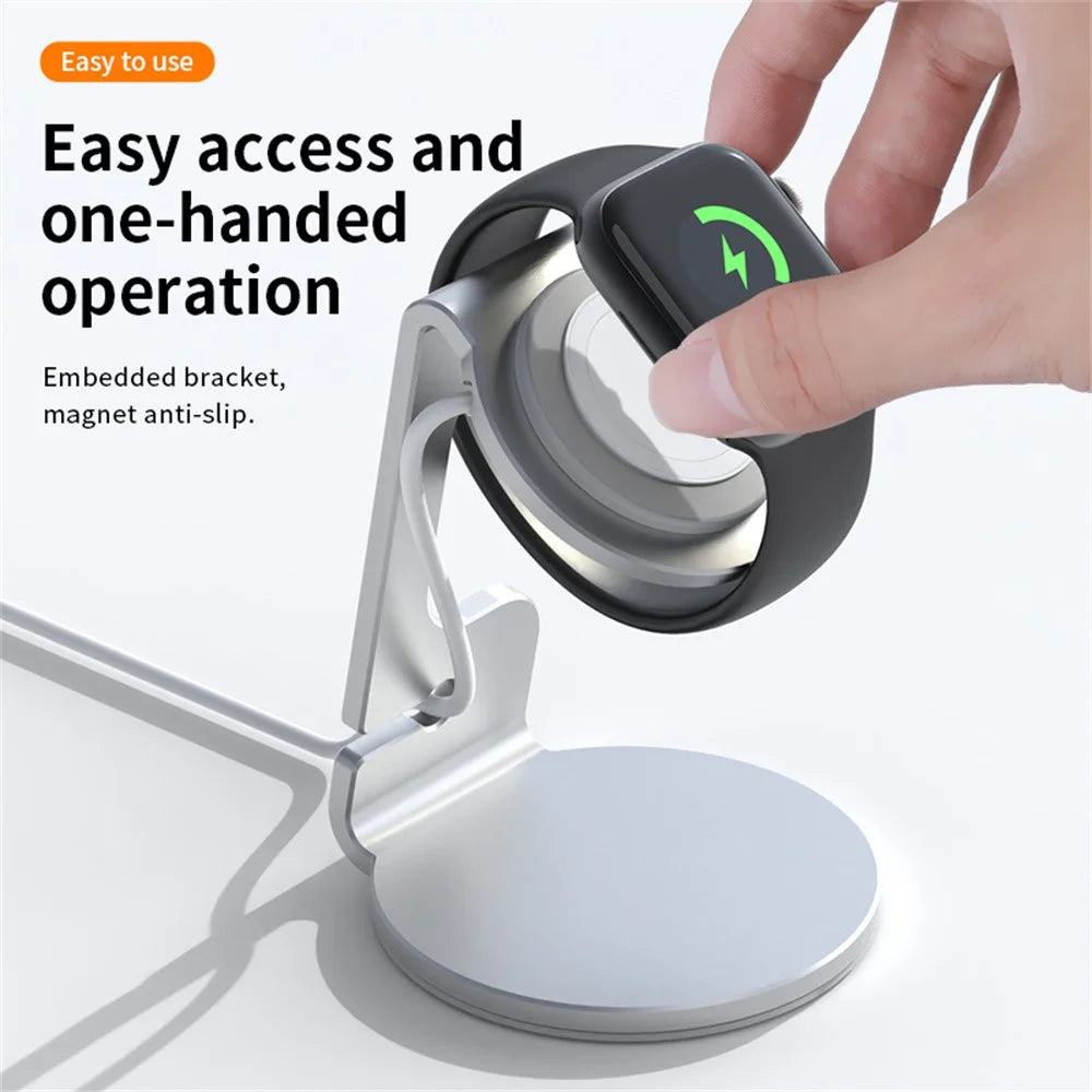 For Apple Watch Wireless Charging Bracket Aluminum Alloy Charger Dock Stand - Black - 4