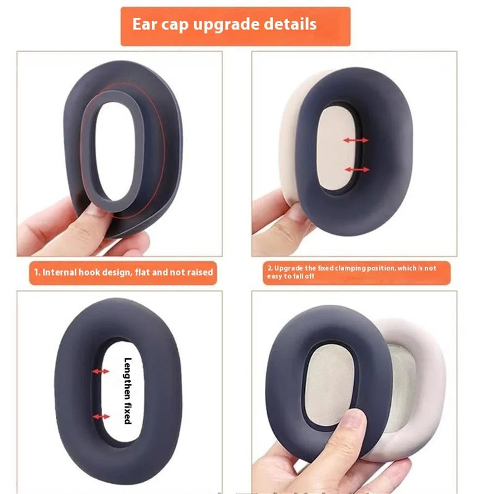 For Sony WH-1000XM5 Headphones Protection Set Headband Cover + Outer Earcup Cover + Earmuff Silicone Case - White - 5