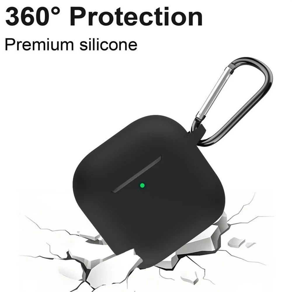 For AirPods 4 Silicone Case 3 in 1 Protective Cover Set with Strap + Keychain - Purple - 4