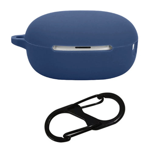 For QCY MeloBuds N30 Silicone Case with Anti Lost Buckle Bluetooth-compatible Earphones Protective Cover - Dark Blue - 1