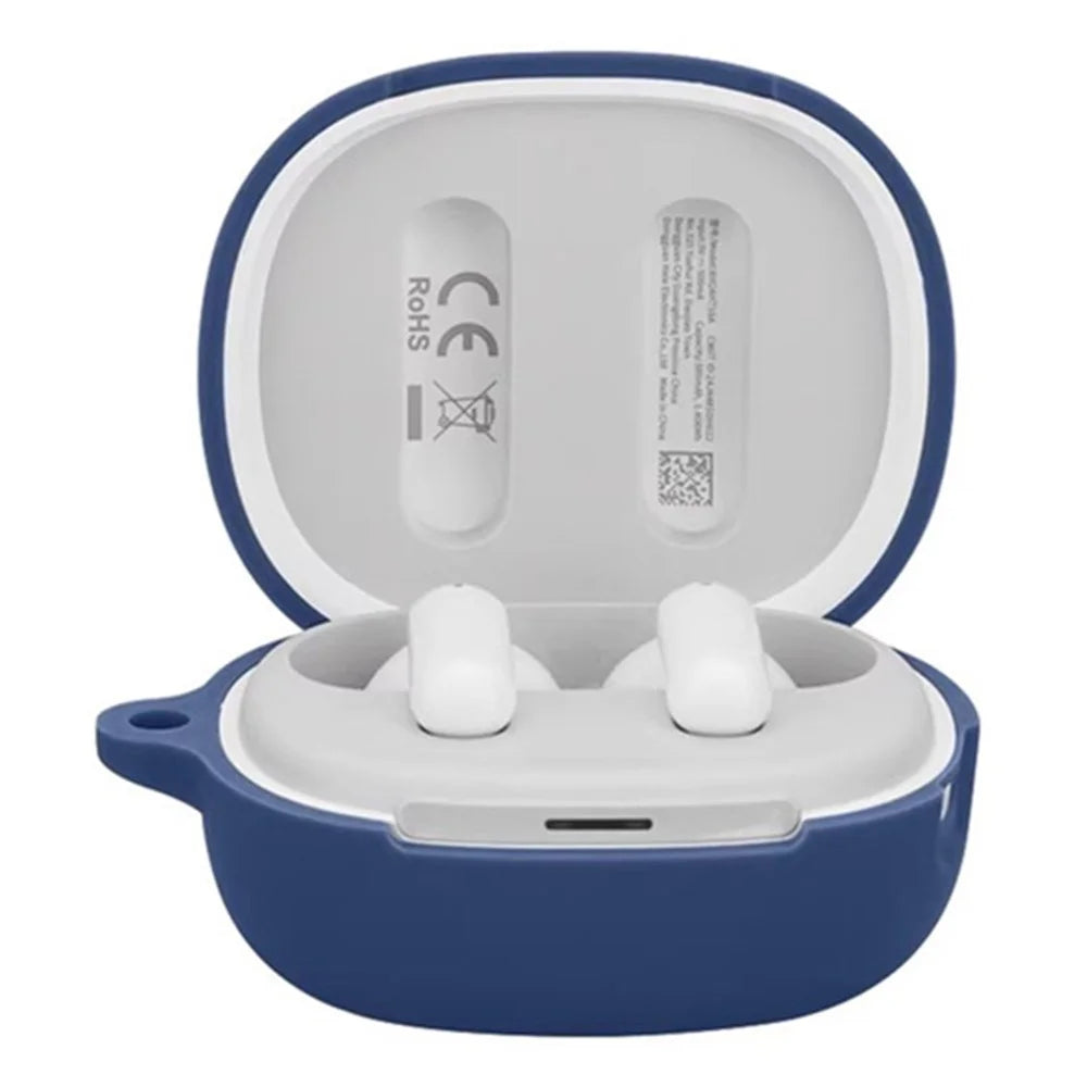 For QCY MeloBuds N30 Silicone Case with Anti Lost Buckle Bluetooth-compatible Earphones Protective Cover - Dark Blue - 2