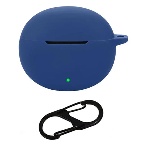 For Realme Buds T01 Silicone Case with Anti Lost Buckle Bluetooth-compatible Earphones Protective Cover - Dark Blue - 1