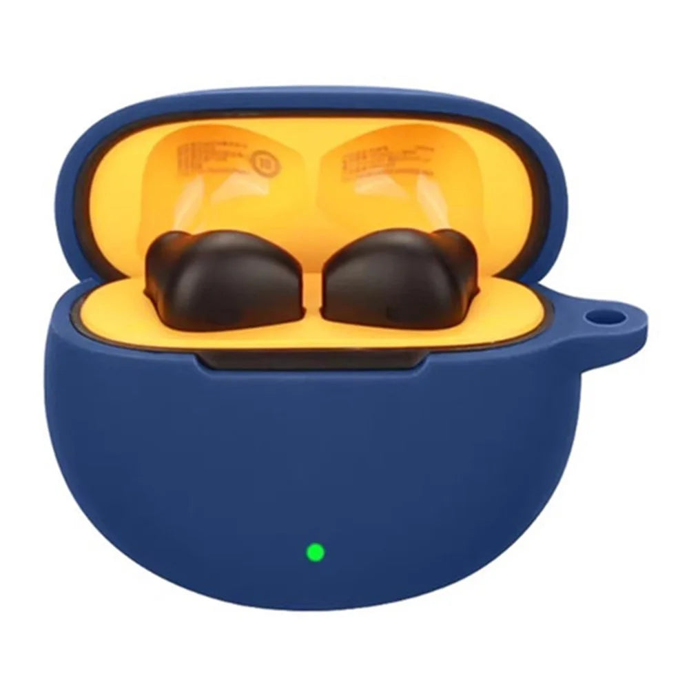 For Realme Buds T01 Silicone Case with Anti Lost Buckle Bluetooth-compatible Earphones Protective Cover - Dark Blue - 2