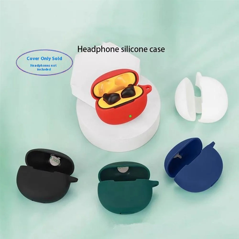 For Realme Buds T01 Silicone Case with Anti Lost Buckle Bluetooth-compatible Earphones Protective Cover - Dark Blue - 7