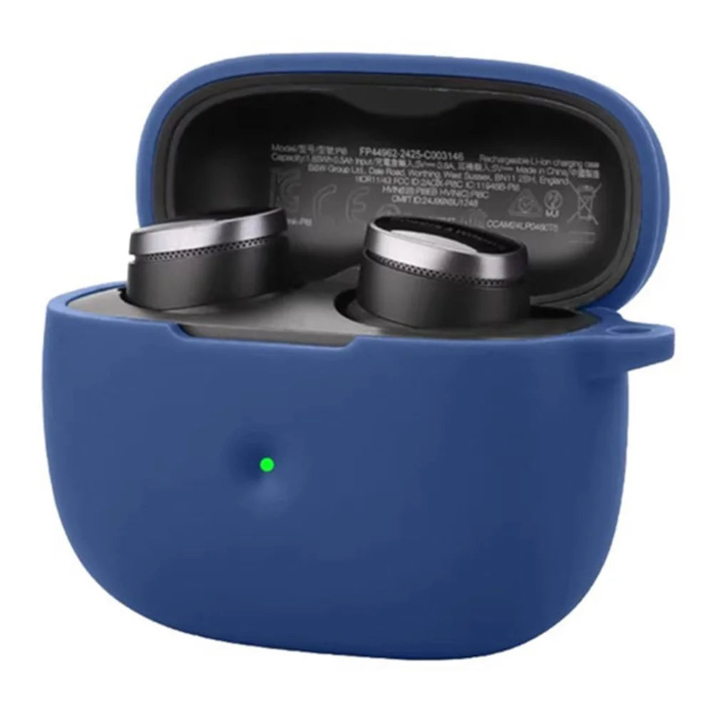For Bowers & Wilkins Pi8 Silicone Case with Anti Lost Buckle Bluetooth-compatible Earphones Protective Cover - Dark Blue - 2
