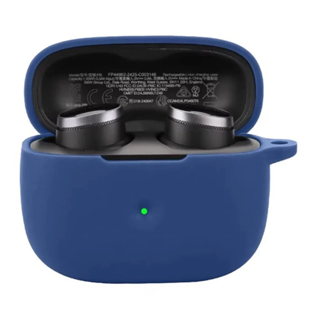 For Bowers & Wilkins Pi8 Silicone Case with Anti Lost Buckle Bluetooth-compatible Earphones Protective Cover - Dark Blue - 3