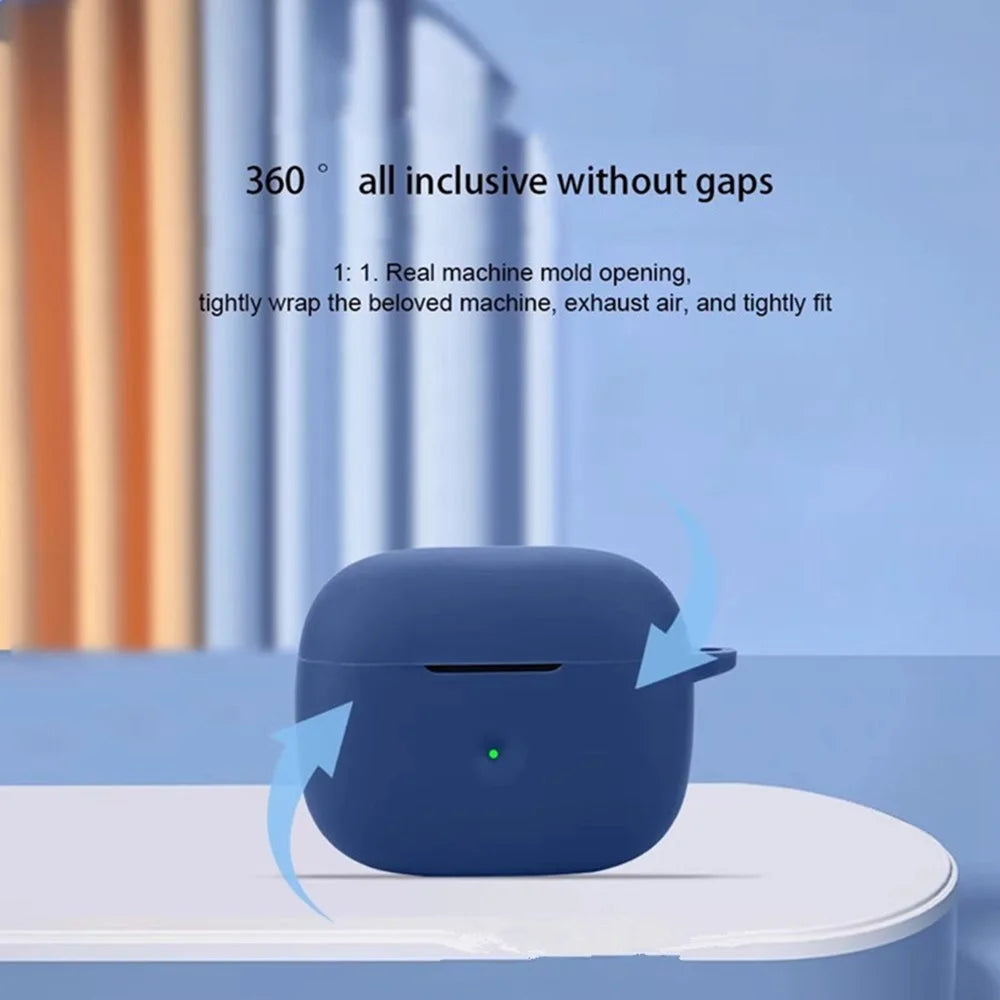 For Bowers & Wilkins Pi8 Silicone Case with Anti Lost Buckle Bluetooth-compatible Earphones Protective Cover - Dark Blue - 5