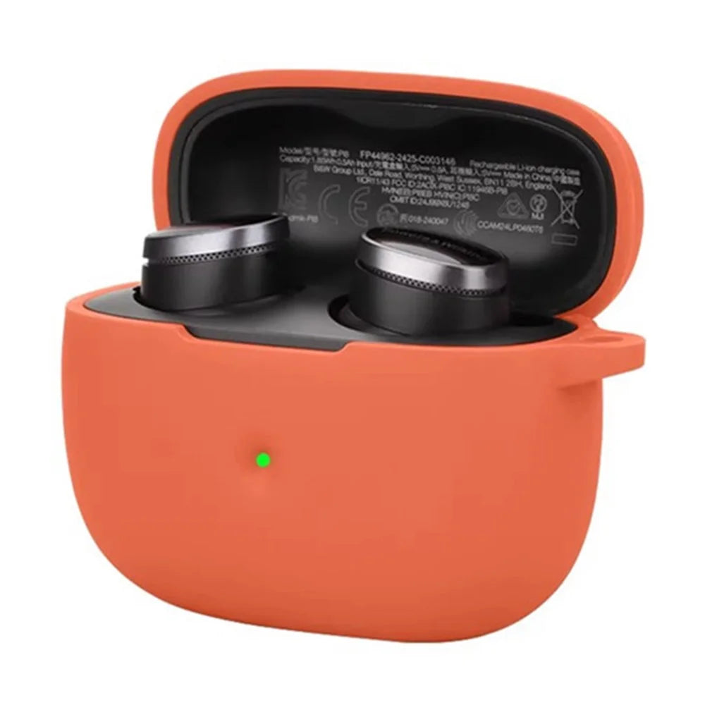 For Bowers & Wilkins Pi6 Silicone Case with Anti Lost Buckle Bluetooth-compatible Earphones Protective Cover - Orange - 2