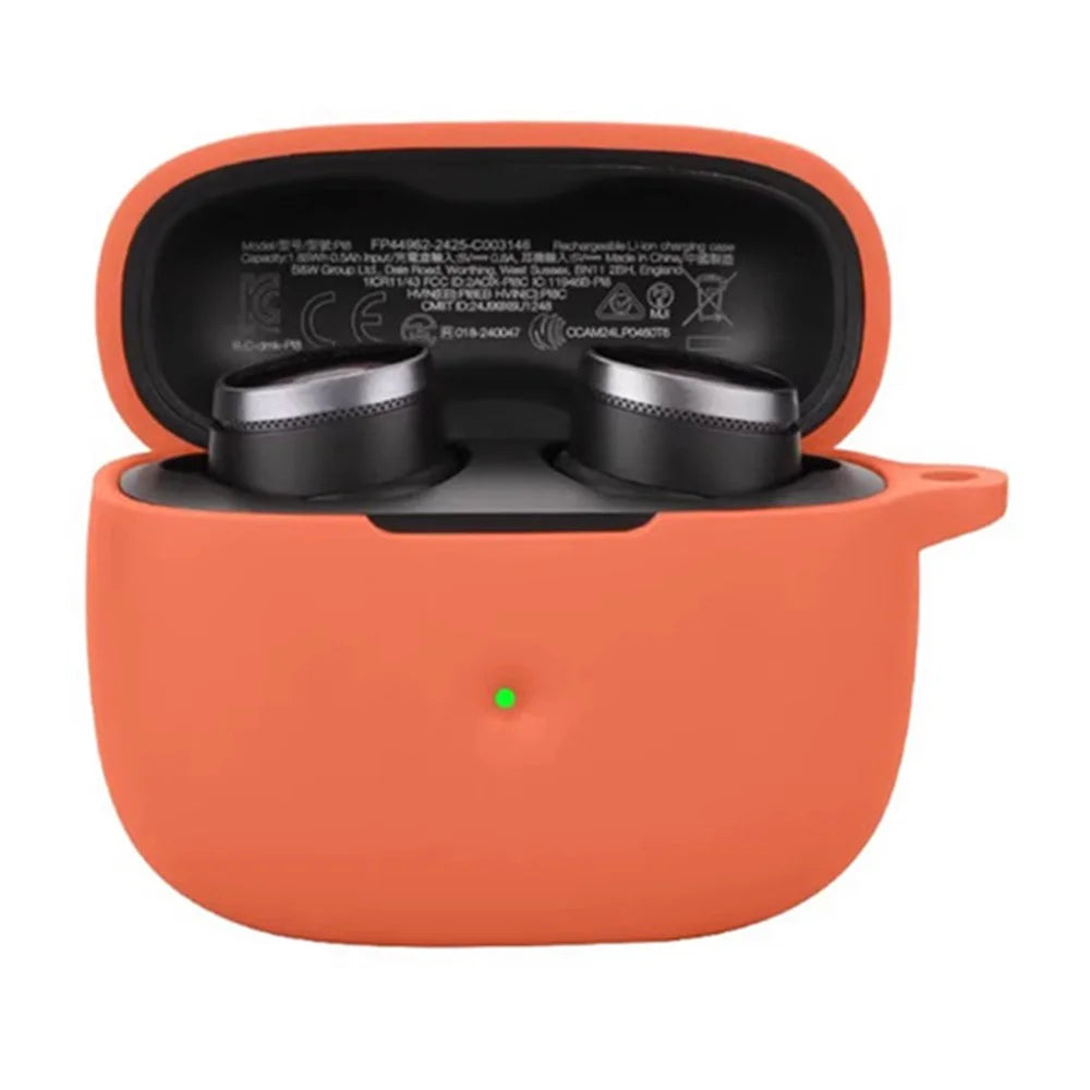 For Bowers & Wilkins Pi6 Silicone Case with Anti Lost Buckle Bluetooth-compatible Earphones Protective Cover - Orange - 3