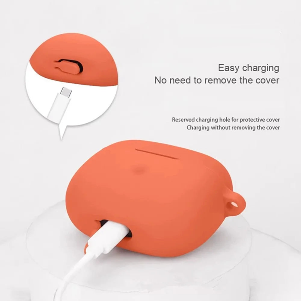 For Bowers & Wilkins Pi6 Silicone Case with Anti Lost Buckle Bluetooth-compatible Earphones Protective Cover - Orange - 4