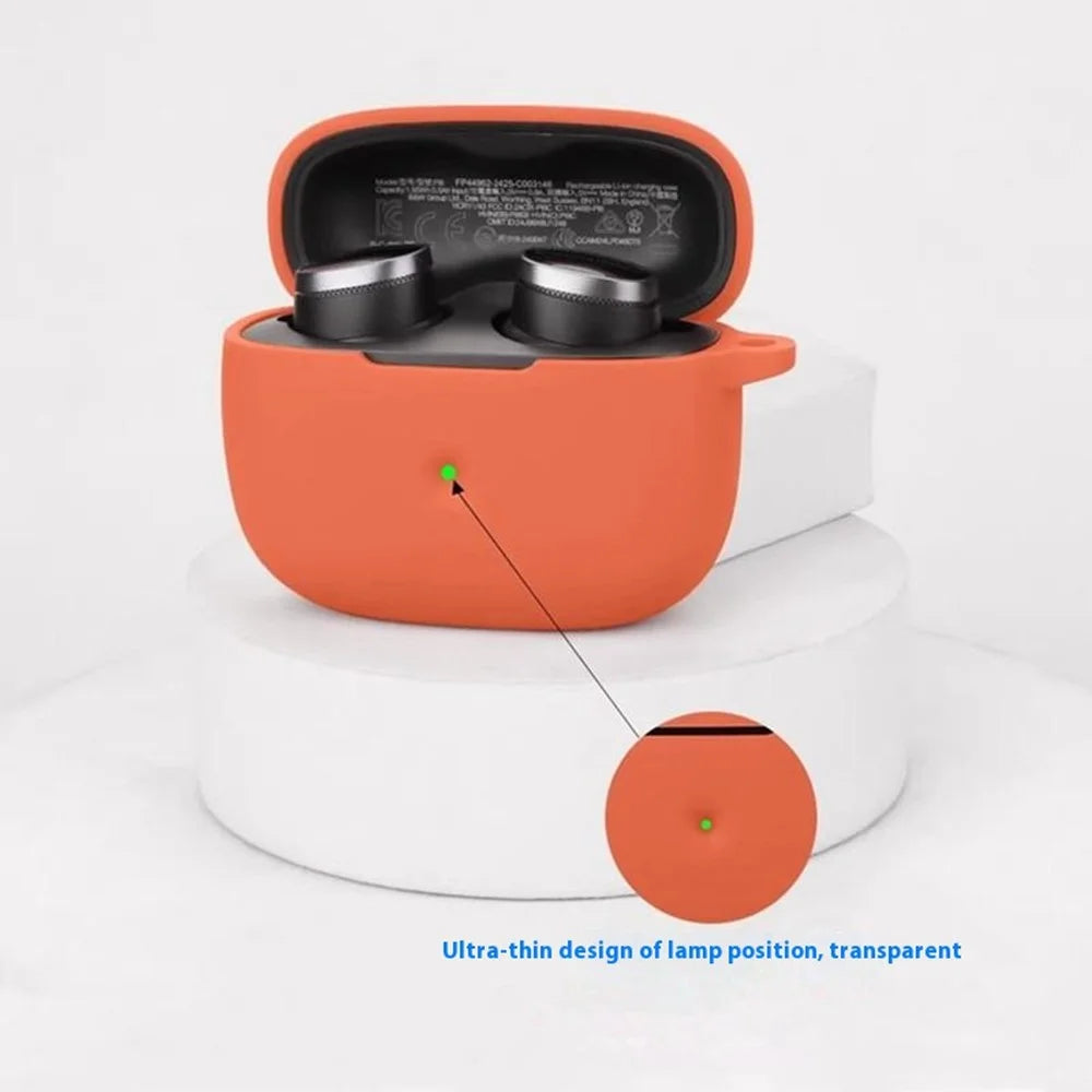 For Bowers & Wilkins Pi6 Silicone Case with Anti Lost Buckle Bluetooth-compatible Earphones Protective Cover - Orange - 6