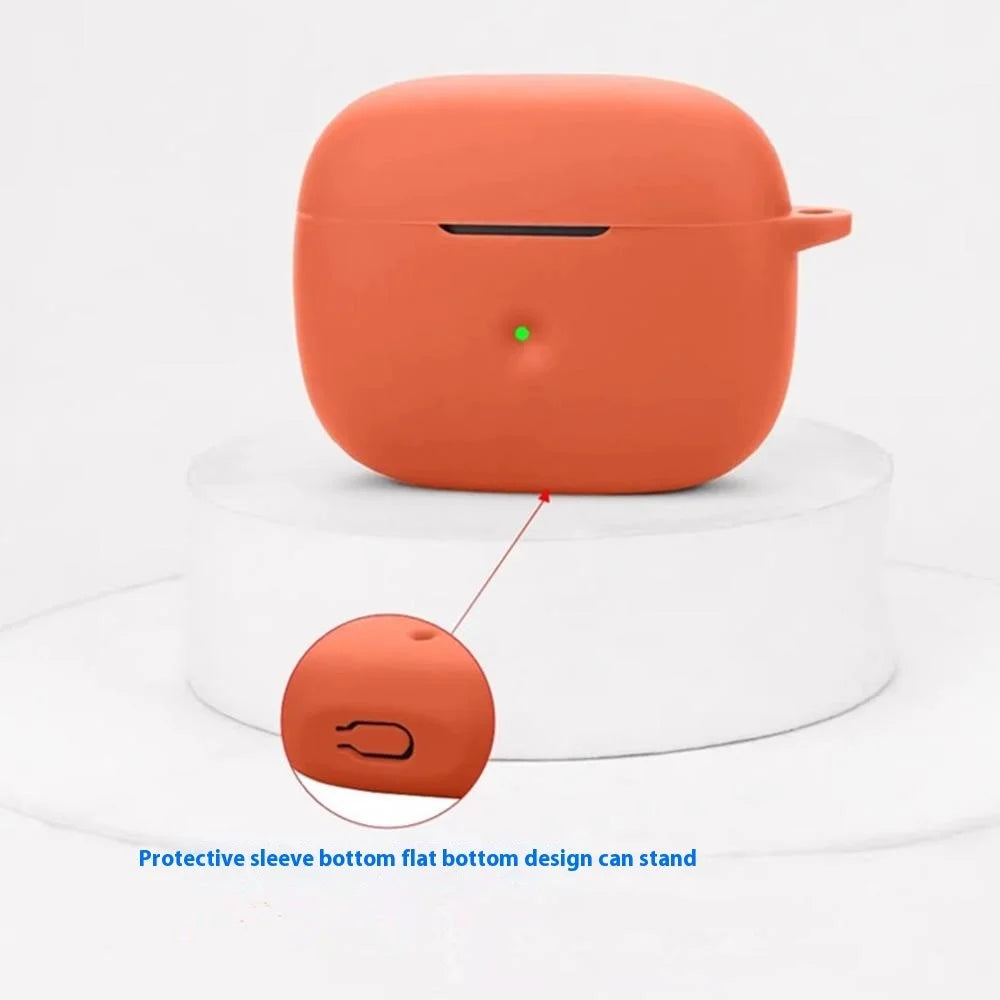 For Bowers & Wilkins Pi6 Silicone Case with Anti Lost Buckle Bluetooth-compatible Earphones Protective Cover - Orange - 7