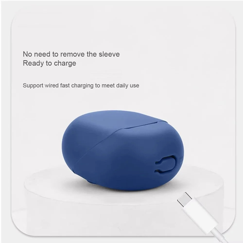 For SoundPEATS Air5 Lite Silicone Case with Anti Lost Buckle Bluetooth-compatible Earphones Protective Cover - Dark Blue - 4