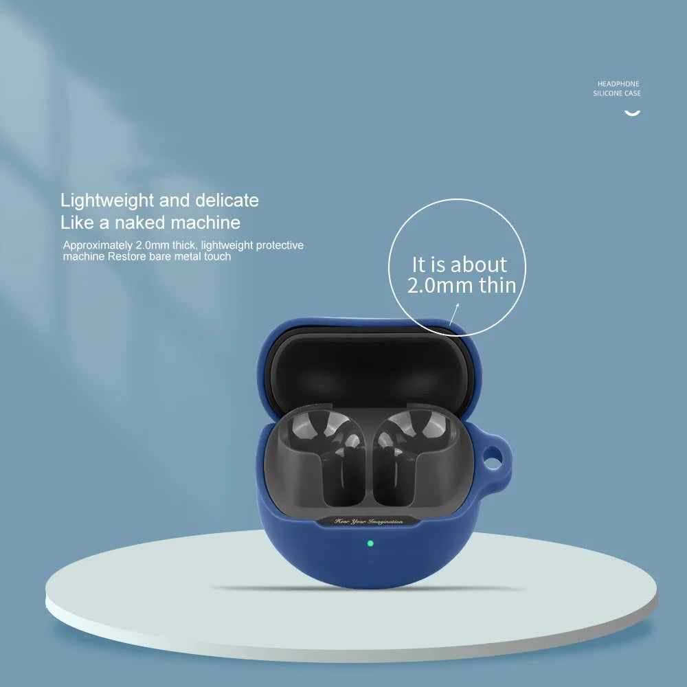 For SoundPEATS Air5 Lite Silicone Case with Anti Lost Buckle Bluetooth-compatible Earphones Protective Cover - Dark Blue - 5