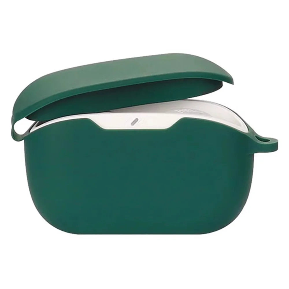 For JBL Wave Buds 2 Silicone Case with Anti Lost Buckle Bluetooth-compatible Earphones Protective Cover - Blackish Green - 2