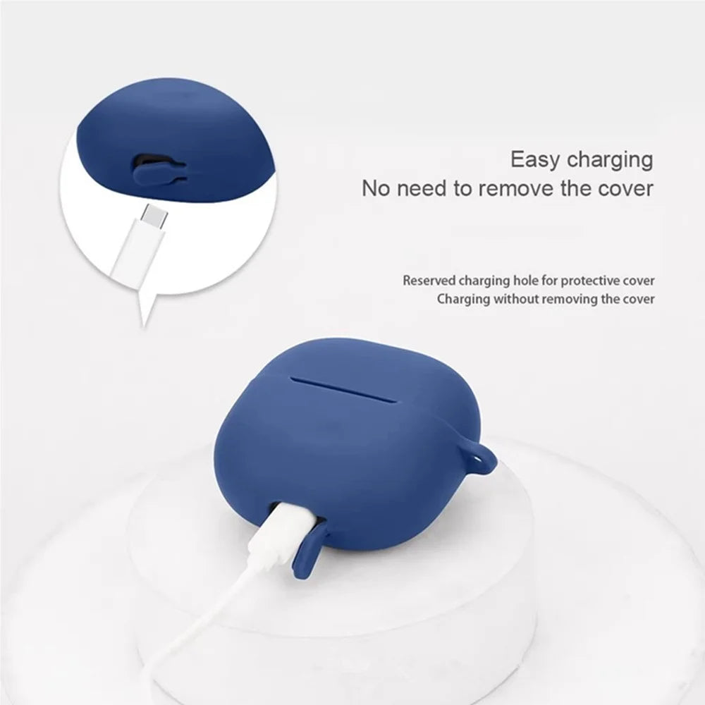 For Xiaomi Redmi Buds 5C Silicone Case with Anti Lost Buckle Bluetooth-compatible Earphones Protective Cover - Dark Blue - 5