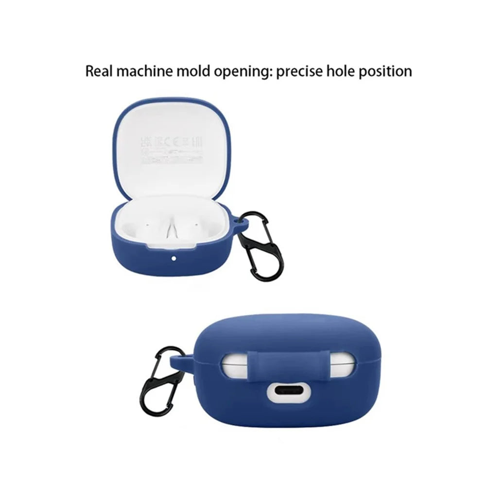 For Xiaomi Redmi Buds SE Silicone Case with Anti Lost Buckle Bluetooth-compatible Earphones Protective Cover - Dark Blue - 4