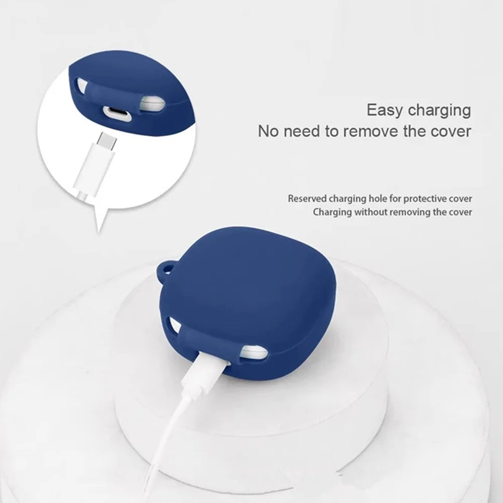 For Xiaomi Redmi Buds SE Silicone Case with Anti Lost Buckle Bluetooth-compatible Earphones Protective Cover - Dark Blue - 6