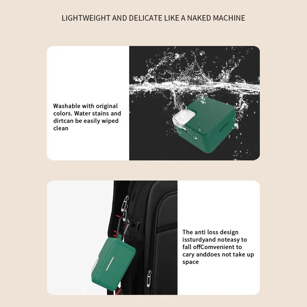 For QCY MeloBuds Neo Silicone Case with Anti Lost Buckle Bluetooth-compatible Earphones Protective Cover - Blackish Green - 5