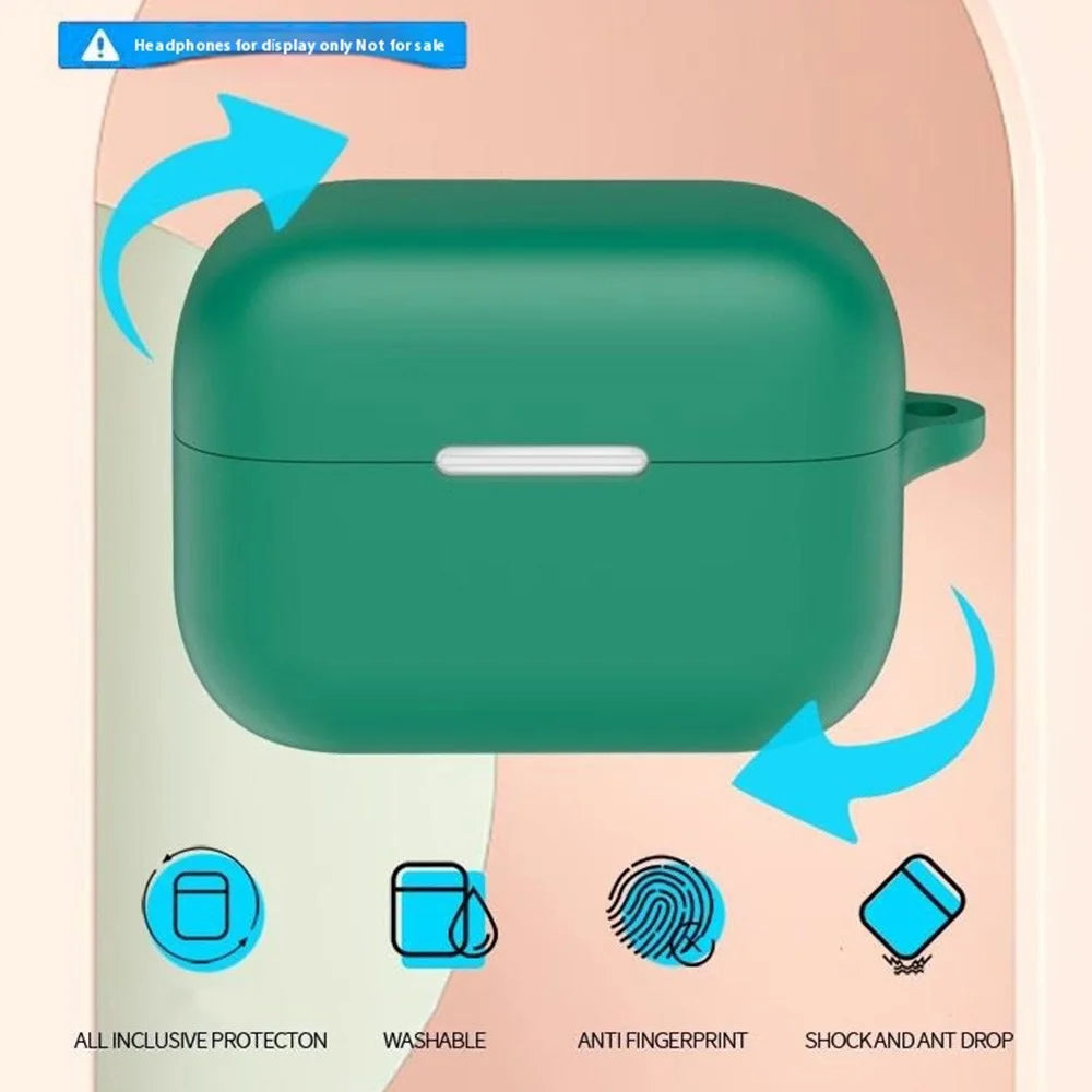 For Anker Soundcore Aero Clip Silicone Case with Anti Lost Buckle Bluetooth-compatible Earphones Protective Cover - Blackish Green - 2