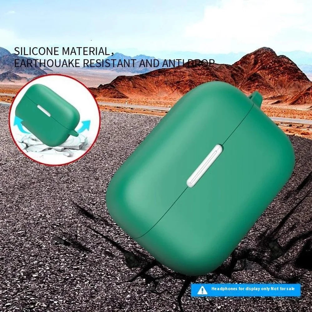 For Anker Soundcore Aero Clip Silicone Case with Anti Lost Buckle Bluetooth-compatible Earphones Protective Cover - Blackish Green - 3