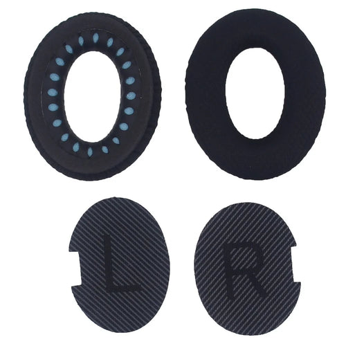 JZF-525 1 Pair Headphone Ear Pads for Bose Soundtrue AE II / QuietComfort 35 / 25 / 15 Replacement Cushions Earmuffs - Black+Black - 1