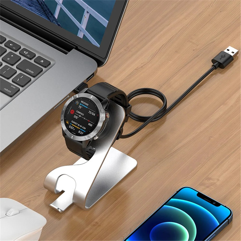 Metal Bracket Charger Charging Stand Dock for Garmin Fenix 7/Fenix 7S/Fenix 7X/Forerunner 55/945 LTE/Venu2/Venu 2S Smart Watch - Silver - 6