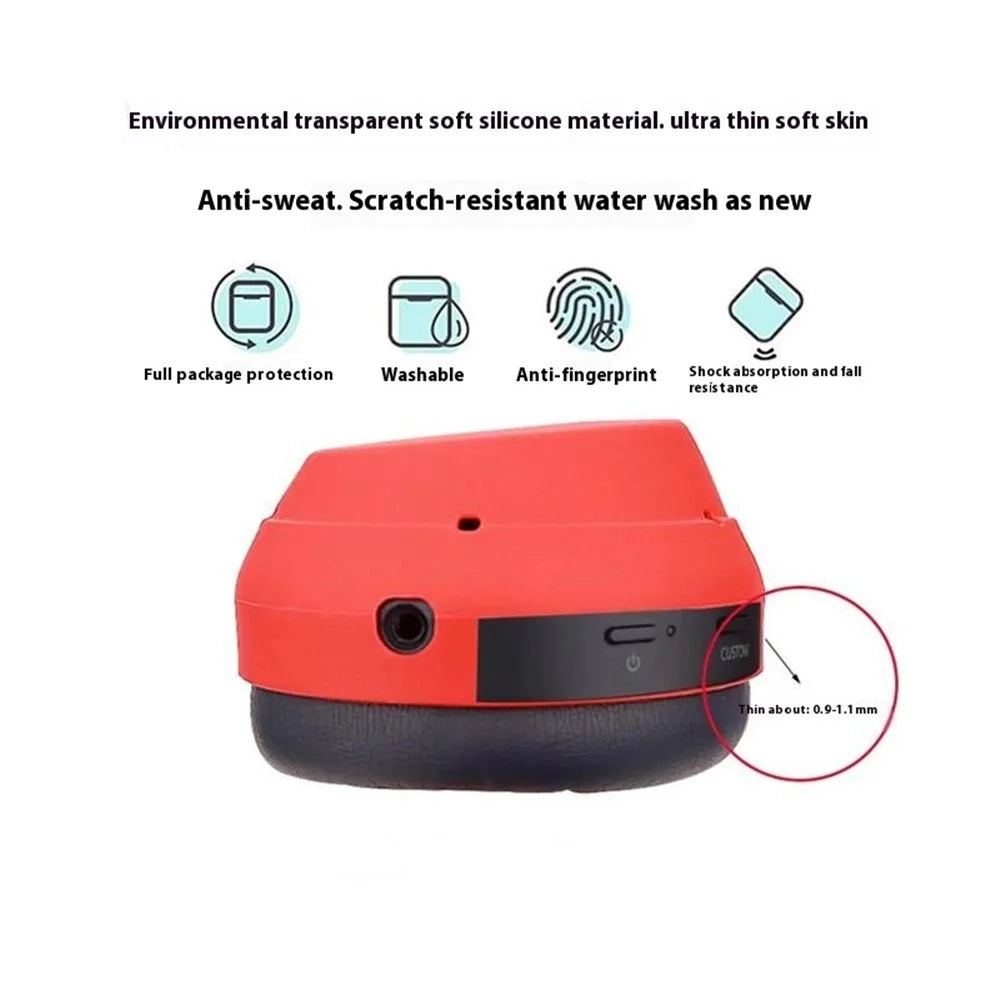 For Sony WH-1000XM3 / WH-1000XM4 Silicone Case Set with Headband Cover Headphone Protective Earpads Caps - Red - 4
