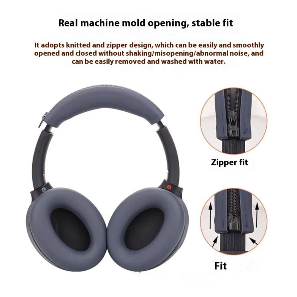For Sony WH-1000XM3 / WH-1000XM4 Silicone Case Set with Headband Cover Headphone Protective Earpads Caps - Red - 5