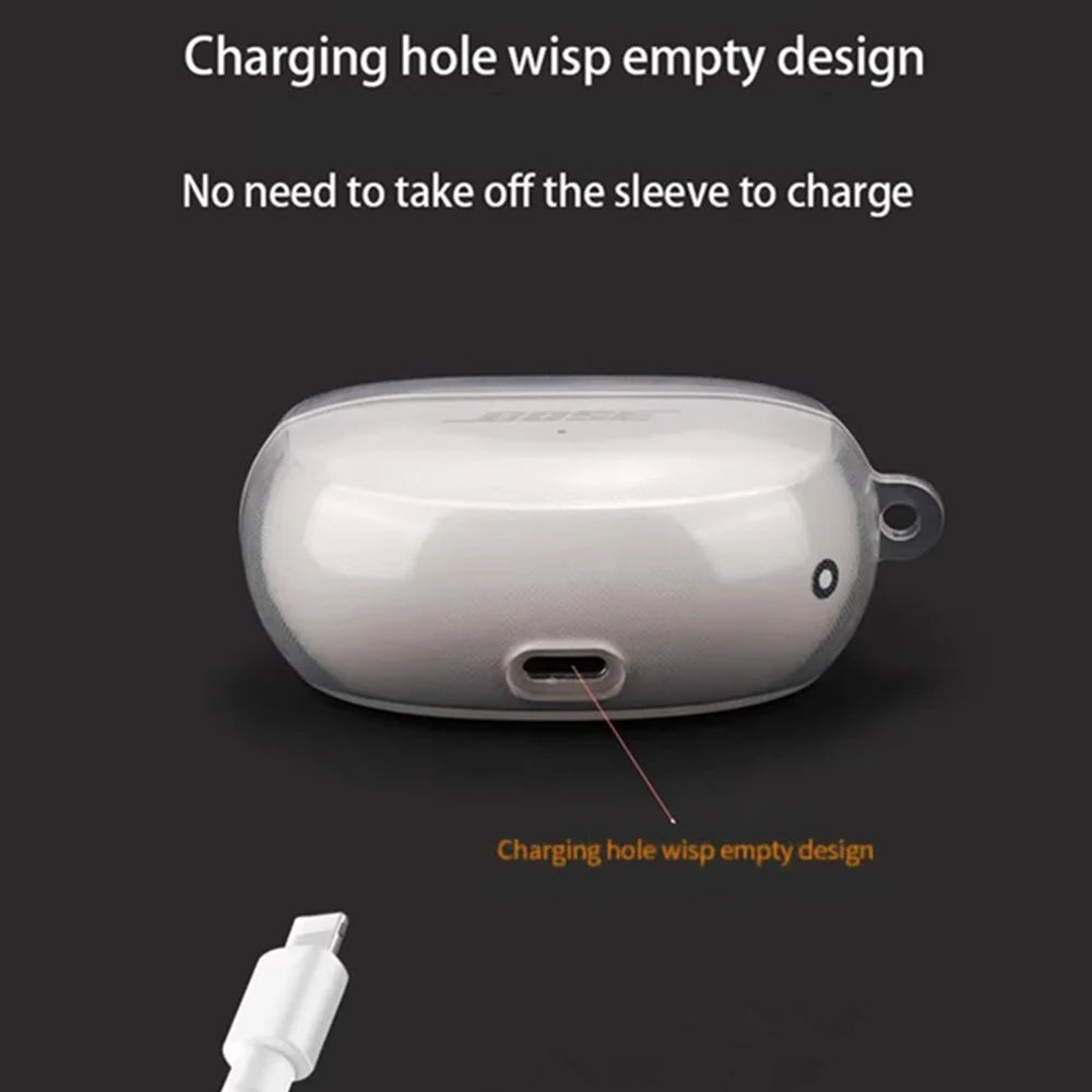 For Bose Ultra Open Earbuds Protective Case Transparent TPU Cover with Anti Lost Buckle - 3