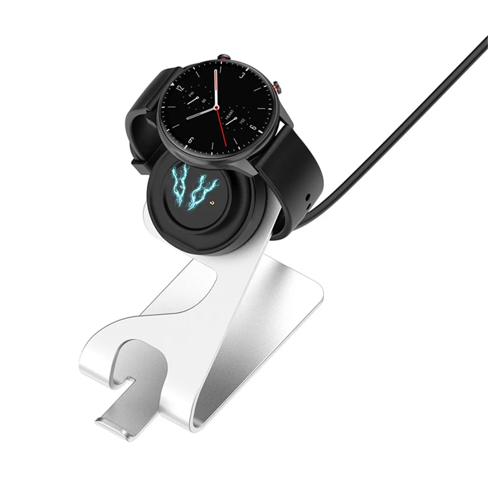 Aluminum Alloy Bracket Charging Dock Smart Watch Charger for Huami Amazfit GTS 2 Mini / Bip 3 / GTR Mini (A2174) - Silver - 2