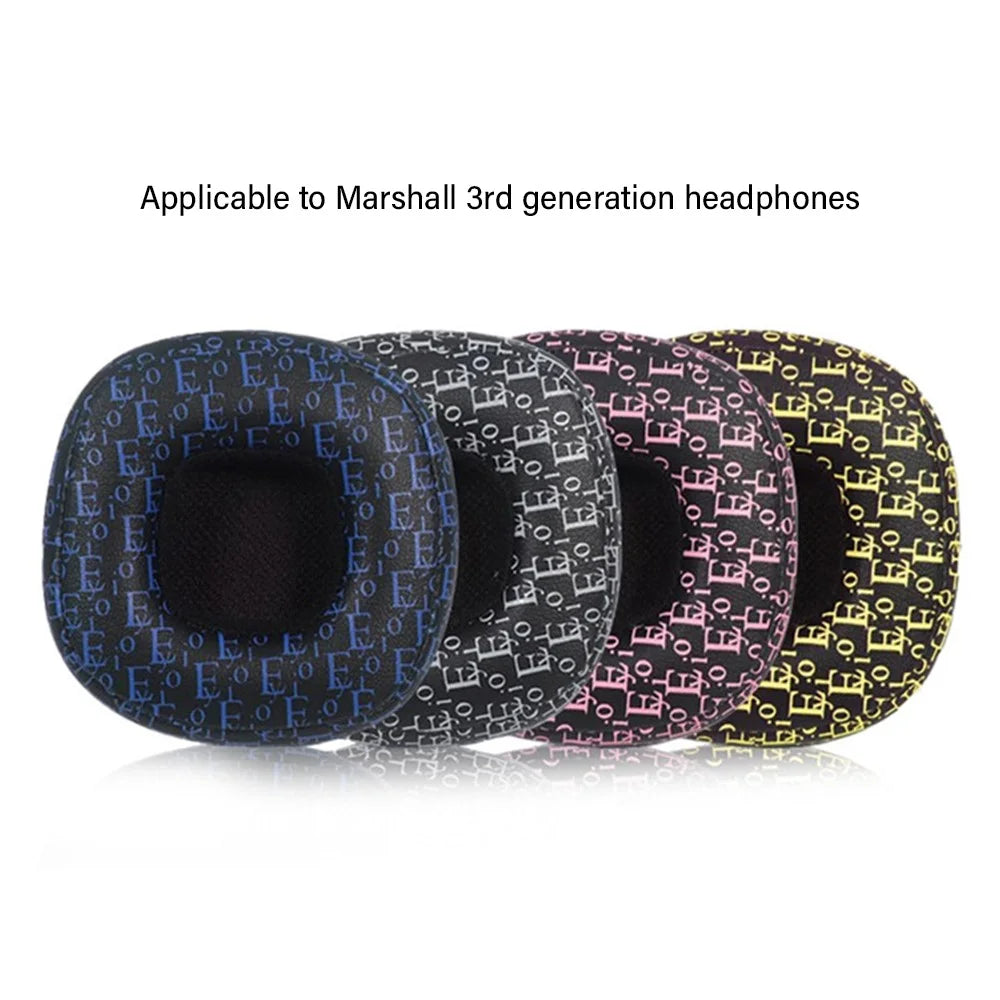 For Marshall Major III / Major IV Replacement Ear Pads Protein Leather Headphones Ear Cushions - Black / Purple - 2