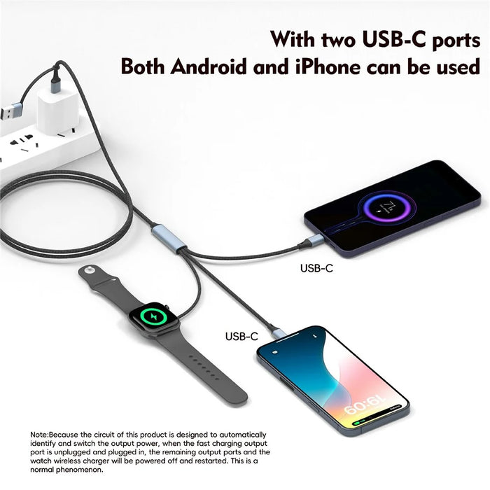 100W Metal Shell Braided Charging Cable Wireless Charger For Computer  /  Phone  /  Watch  /  Earbuds USB-C Output Cable - Dual Type-C (U33) - 6