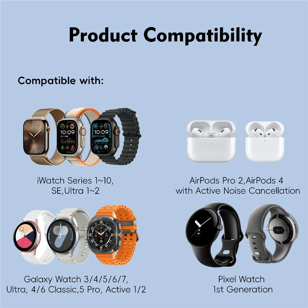 U30 Wireless Charger for Apple Watch  /  AirPods  /  Samsung Galaxy Watch  /  Google Pixel Watch Magnetic Charging Adapter - 4