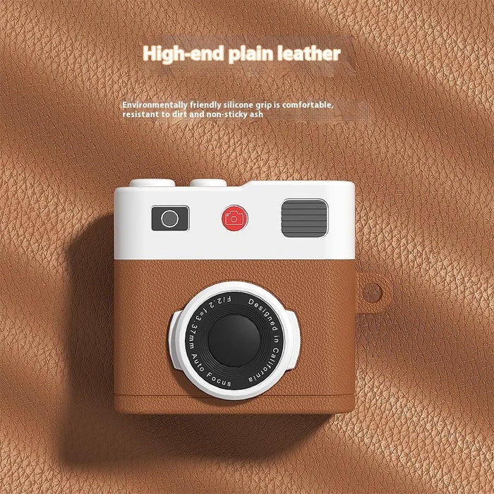 For Apple AirPods 3 Bluetooth-compatible Earphone Case Retro Camera Silicone Protective Cover with Carabiner - Brown - 2