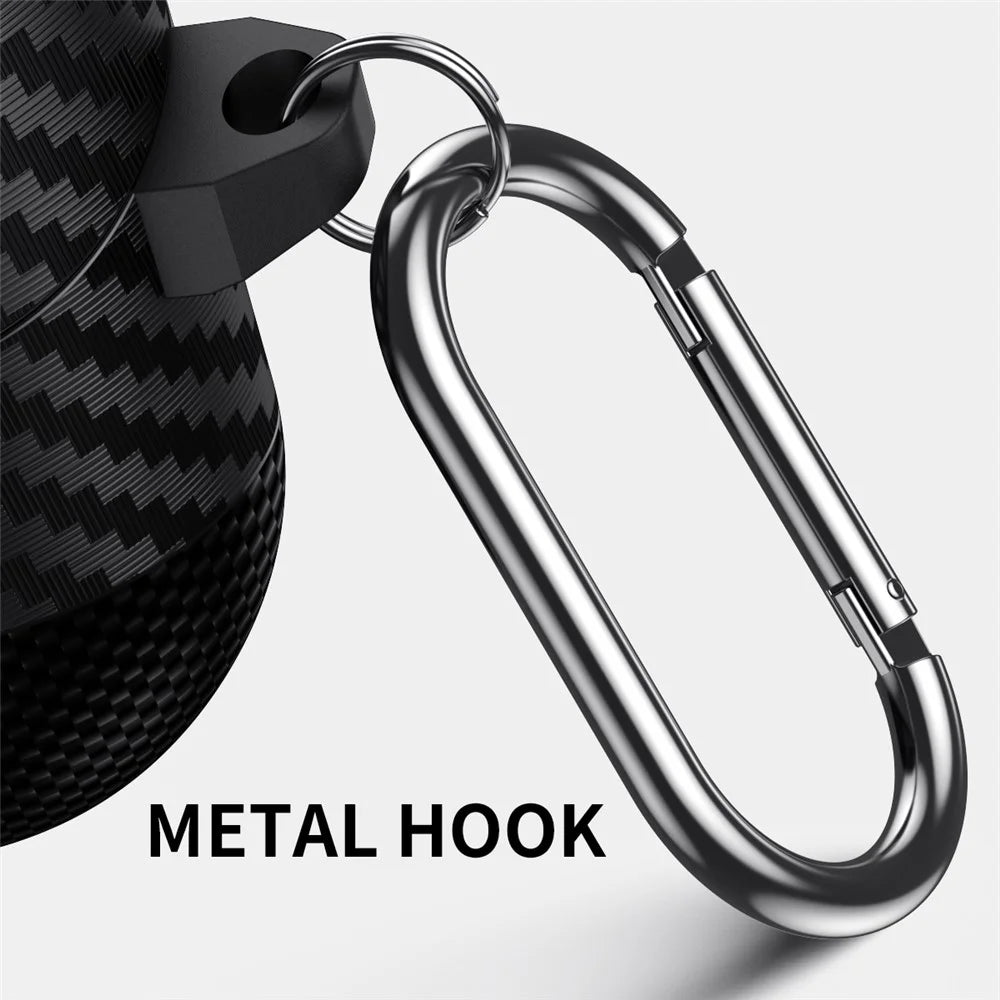 For Samsung Galaxy Buds3 Pro  /  Buds3 Protective Case Skull Design Snap Switch TPU + Metal Earphone Cover with Carabiner - Black - 7