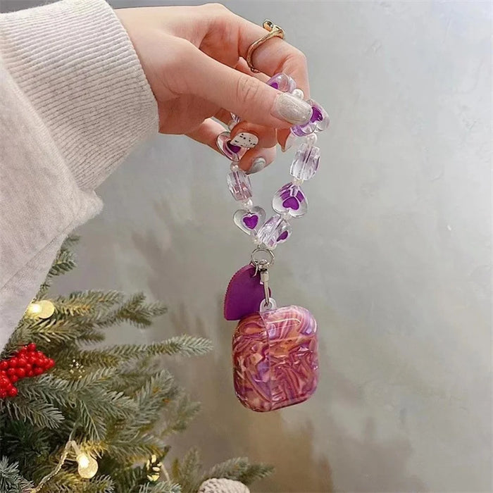 For AirPods Pro Protective Case with Love Chain Deep Purple Pattern Soft TPU Cover Shell Texture - 2