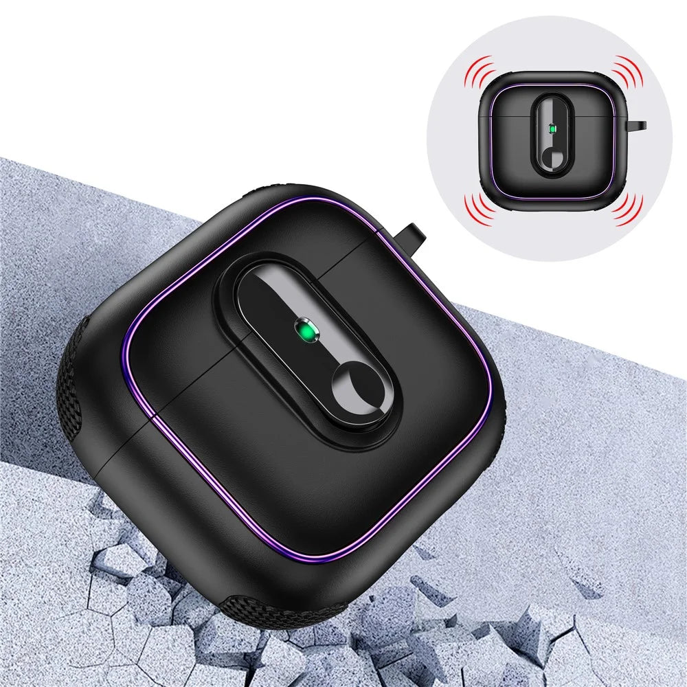 For AirPods 4 Case Armor Electroplated TPU + PC Earphone Cover with Lock Buckle and Carabiner - Black  /  Army Green - 4