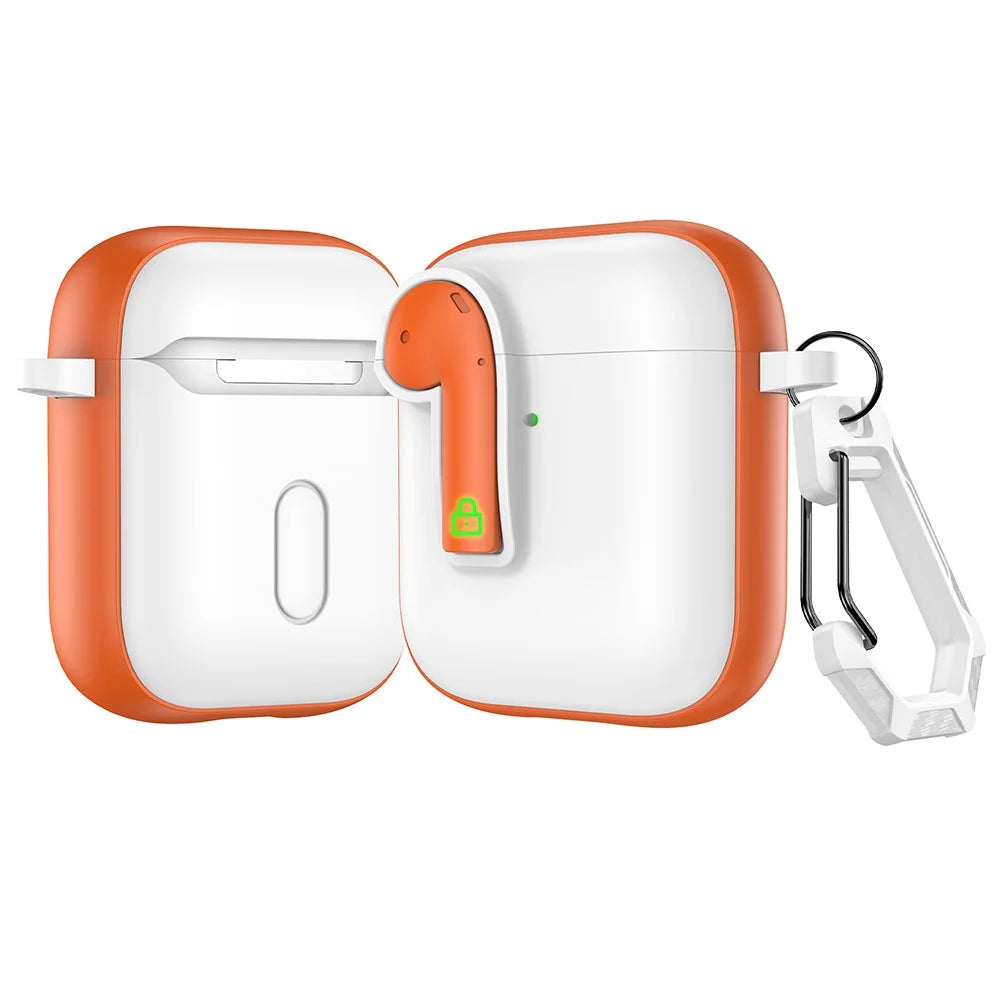 Colorful Lock Earphone Case For Apple AirPods with Wireless Charging Case (2019)  /  AirPods with Charging Case (2016)  /  (2019) - White  /  Orange - 1
