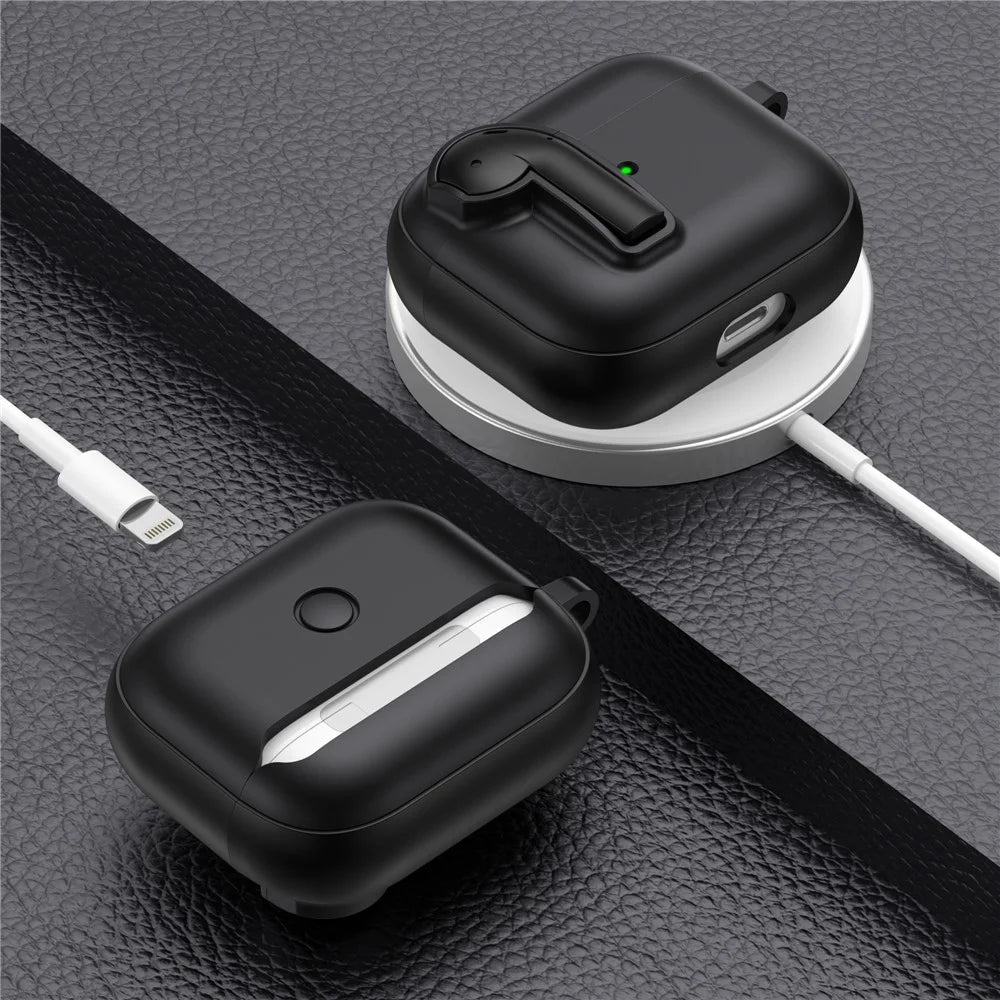 For Apple AirPods 3 Case Colorful Lock Buckle Shockproof TPU + PC Earphone Cover with Carabiner - White  /  Orange - 6