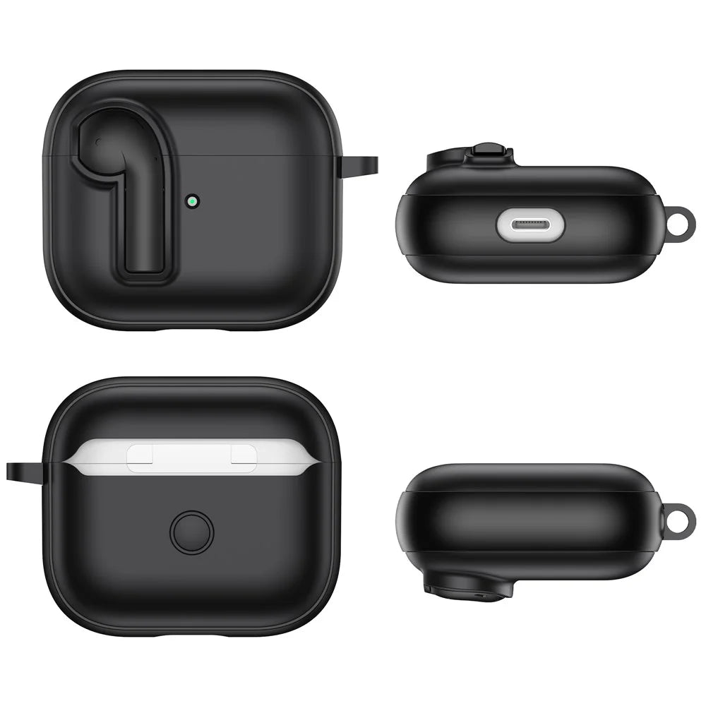 For Apple AirPods 3 Case Colorful Lock Buckle Shockproof TPU + PC Earphone Cover with Carabiner - White  /  Orange - 7