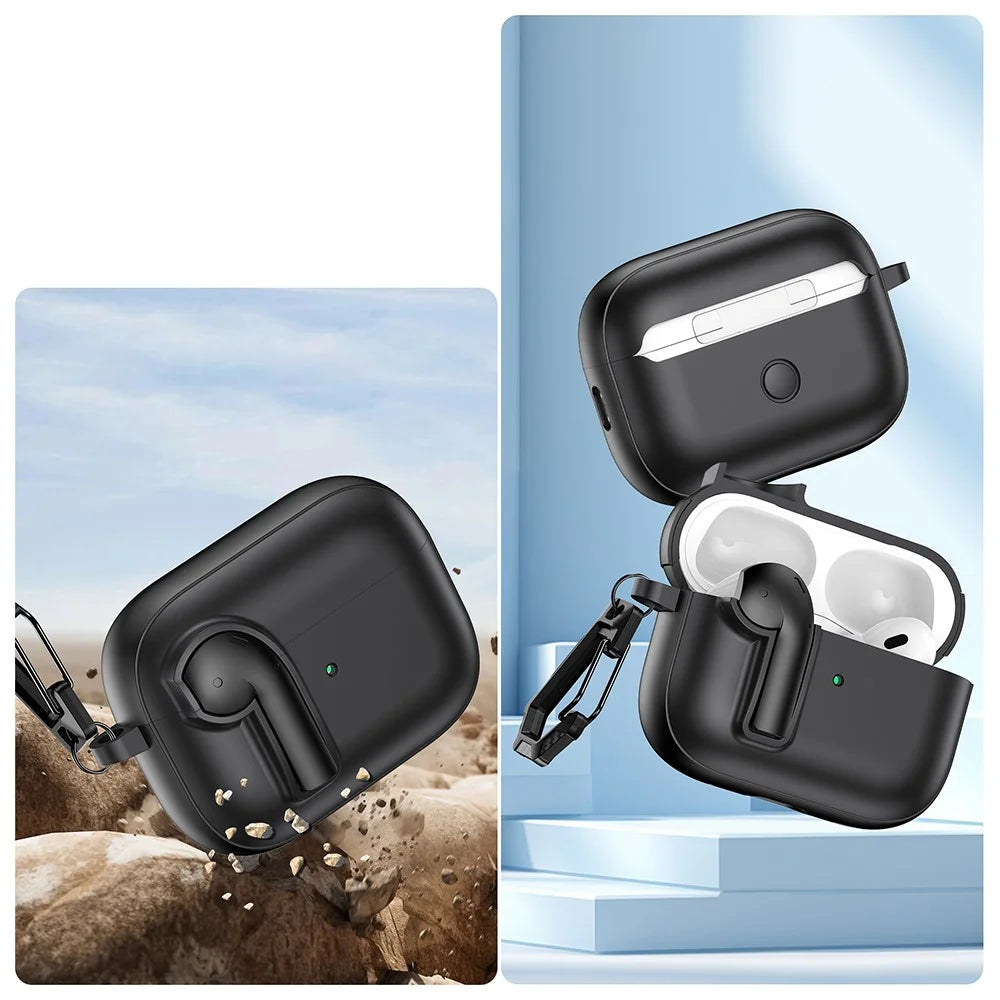 For Apple AirPods Pro Case Colorful Lock Buckle Shockproof TPU + PC Earphone Cover with Carabiner - White  /  Orange - 4