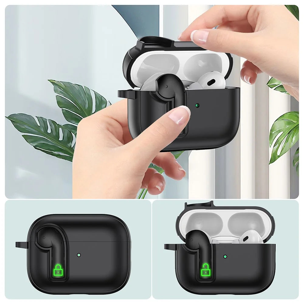 For AirPods Pro 2 Case Colorful Lock Buckle Shockproof TPU + PC Earphone Cover with Carabiner - White  /  Orange - 2