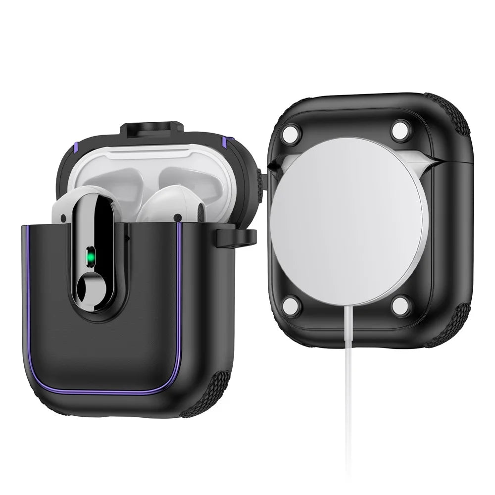 Earphone Case For Apple AirPods with Charging Case (2016)  /  (2019)  /  AirPods with Wireless Charging Case (2019) TPU + PC Cover - Black - 2