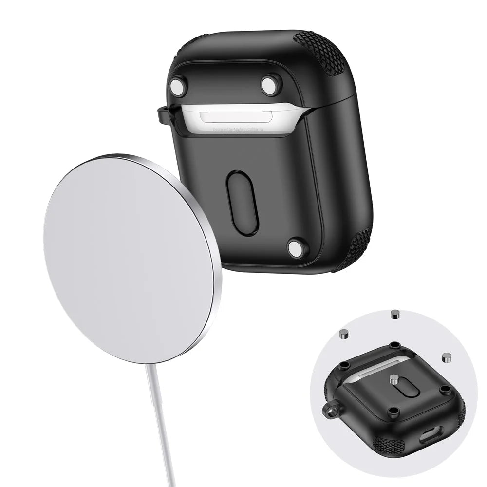 Earphone Case For Apple AirPods with Charging Case (2016)  /  (2019)  /  AirPods with Wireless Charging Case (2019) TPU + PC Cover - Black - 4