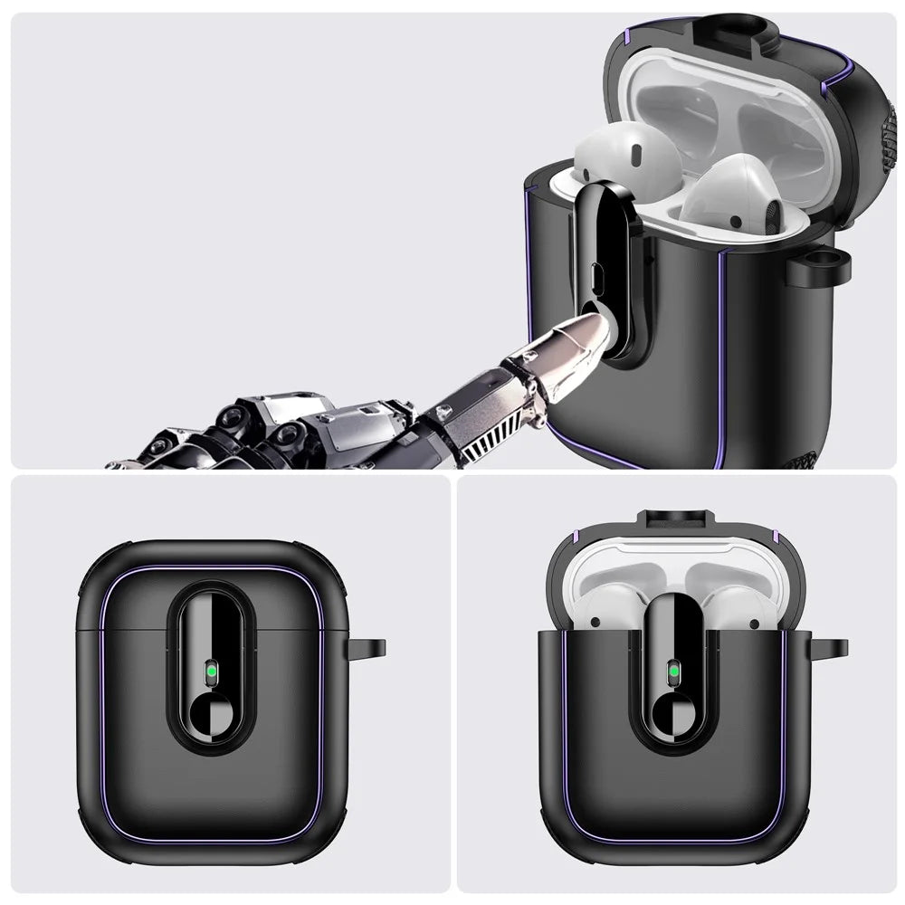Earphone Case For Apple AirPods with Charging Case (2016)  /  (2019)  /  AirPods with Wireless Charging Case (2019) TPU + PC Cover - Black - 5