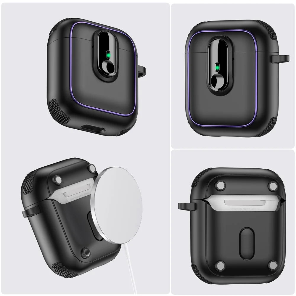 Earphone Case For Apple AirPods with Charging Case (2016)  /  (2019)  /  AirPods with Wireless Charging Case (2019) TPU + PC Cover - Black - 6
